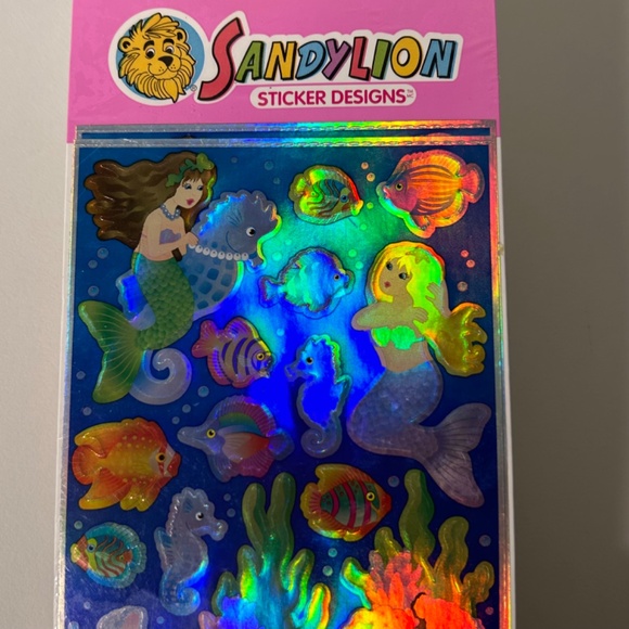 Vintage 2002 Sandylion Pearly Stickers Sealed Pack Mermaids Sea Animals (22M) - Picture 3 of 6